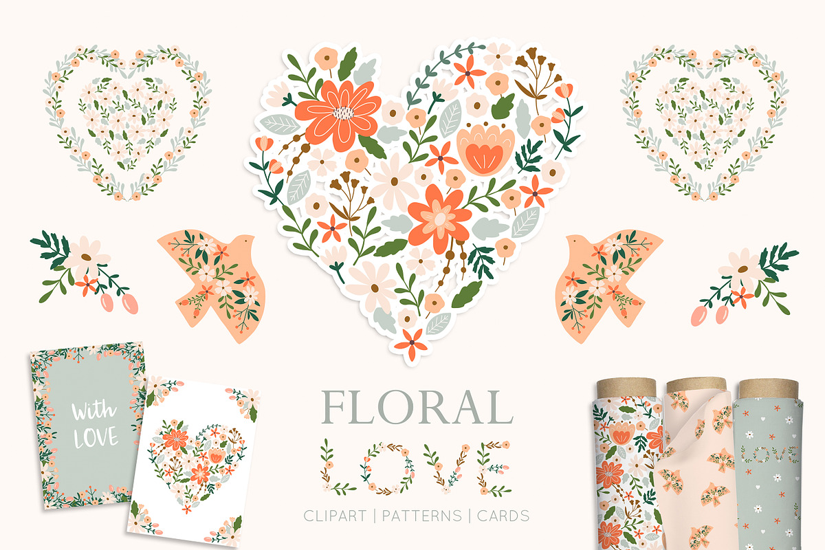 Floral love bundle, an Illustration by AfonshinaArt (Photo 1 of 10)