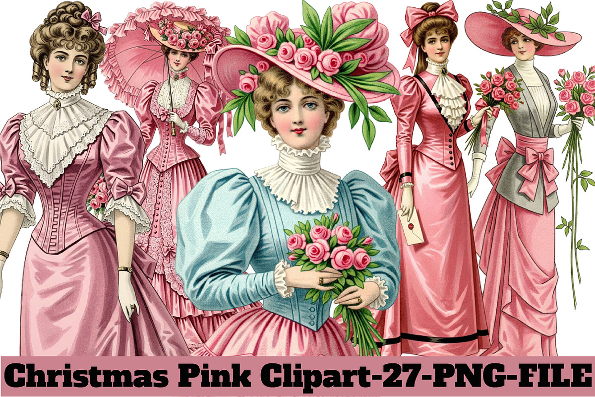Christmas Pink Clipart, an Illustration by DreamArtGraphic (Photo 1 of 5)