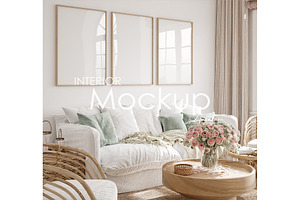 Frame mockup in home interior, a Marketing Template by Artjafara