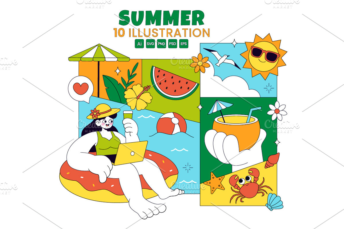 10 Summer Vacation Illustration, a Person Illustration by denayunebgt (Photo 1 of 4)
