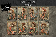 Red Mermaid, Grunge Collage Pages, a Person Illustration by Digital Art Mahdiseño (Thumbnail 4 of 11)