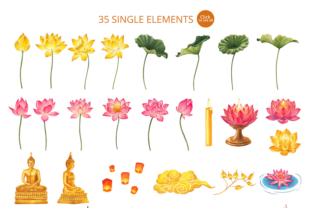 Lotus and Candle – Watercolor, a Person Illustration by CreativeValuation (Photo 2 of 10)