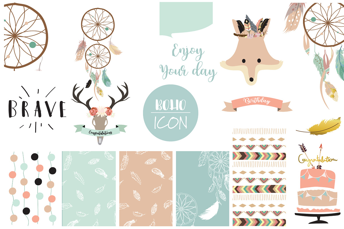 8 cute lovely design boho cards4#, a Card Template by Piixypeach