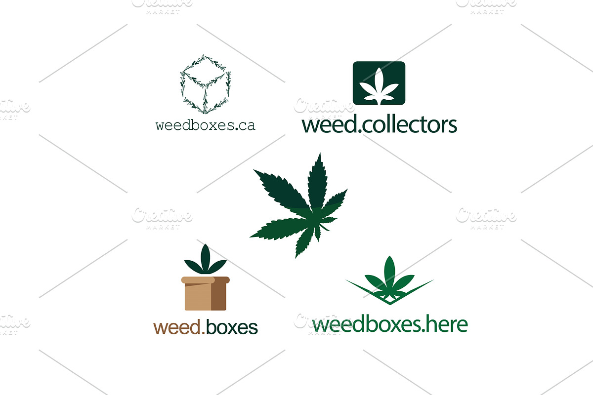 Rich green marijuana leaf logos, an Object Illustration by LogosDen