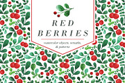 Red Berry Watercolor Clipart Set, a Decorative Illustration by Yashroom (Thumbnail 1 of 4)