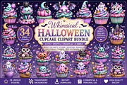 Whimsical Halloween Cupcake Clipart, a Seasonal Illustration by Creative Art (Thumbnail 1 of 7)