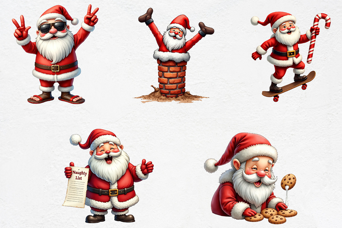Funny Christmas Santa Clipart Bundle, an Illustration by CrexoraLab (Photo 3 of 5)