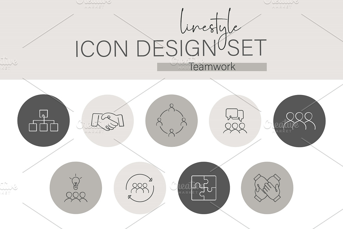 Linestyle Icon Design Set Teamwork, an Outline Icon by pepulousdsg