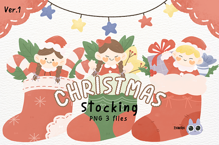Stocking Christmas Santa Watercolor