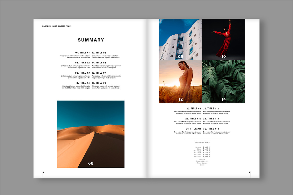 Modern Magazine Layout (A4+US), a Magazine Template by tomsarraipodesign (Photo 3 of 21)