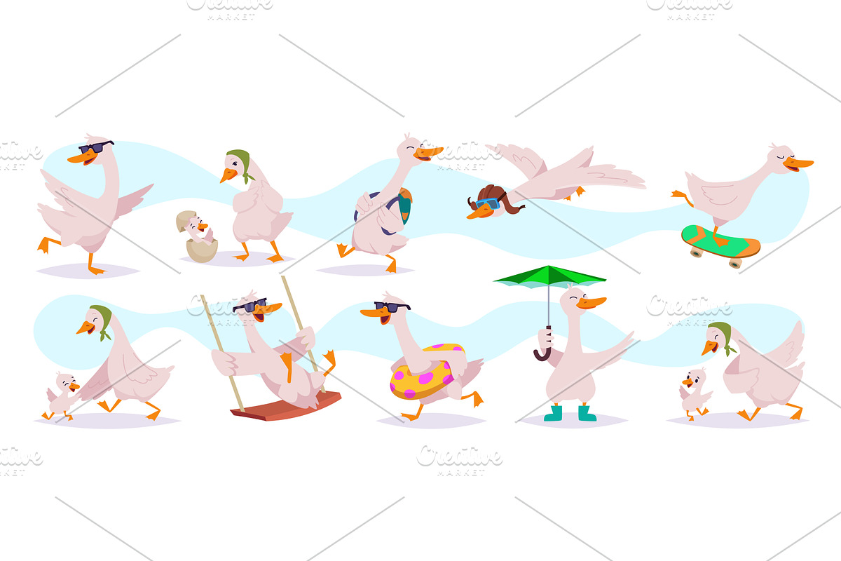 Duck. Cartoon cute goose in, an Animal Illustration by Onyx