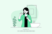 Young Woman Dental Hygiene Care, a Person Illustration by Partikusi Design (Thumbnail 2 of 3)