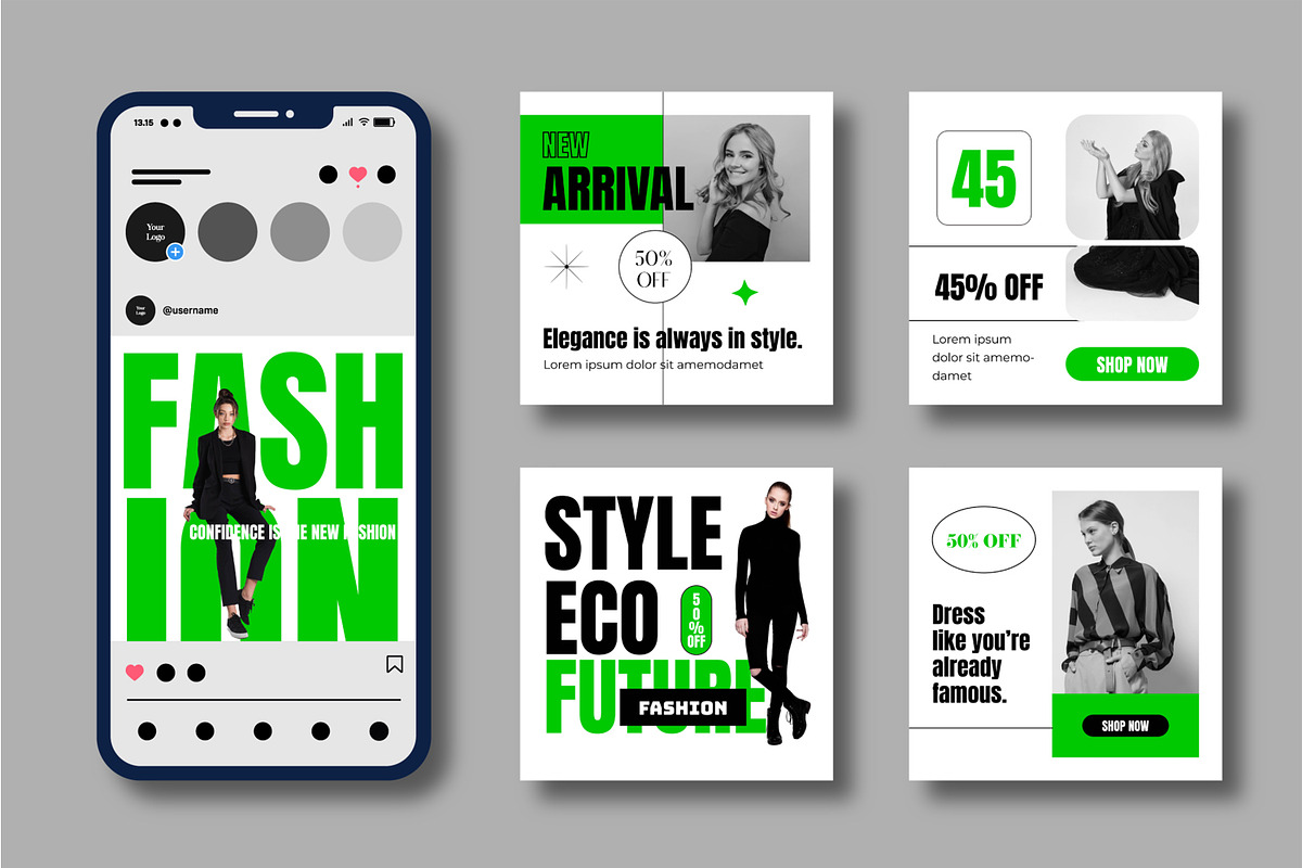 Fashion Social Media Template Design, a Social Media Template by MightyDesign (Photo 2 of 8)