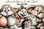Whimsical Bunny Easter Clipart, an Illustration by DreamCafeArt (Thumbnail 1 of 6)