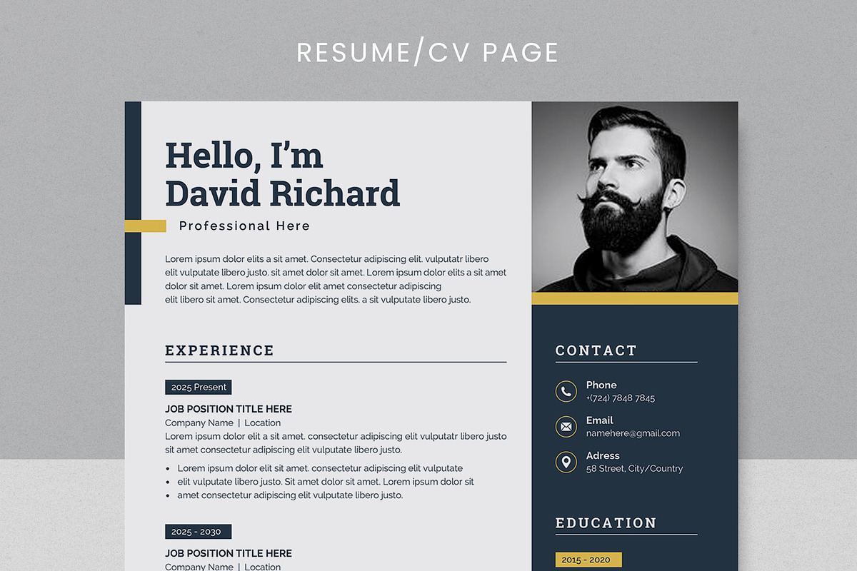 Modern Resume/CV Template, a Resume Template by Proper_media (Photo 3 of 5)