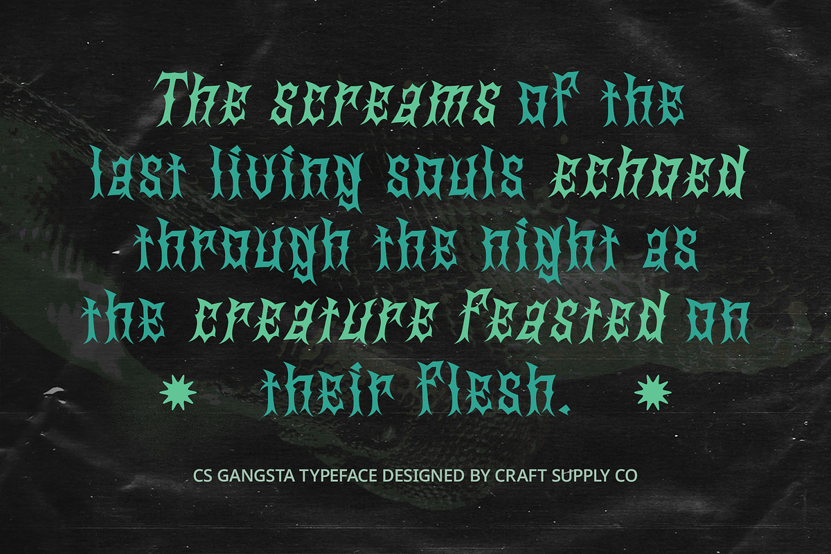 CS Gangsta – Black Metal Font, a Blackletter Font by Craft Supply Co. (Photo 2 of 8)