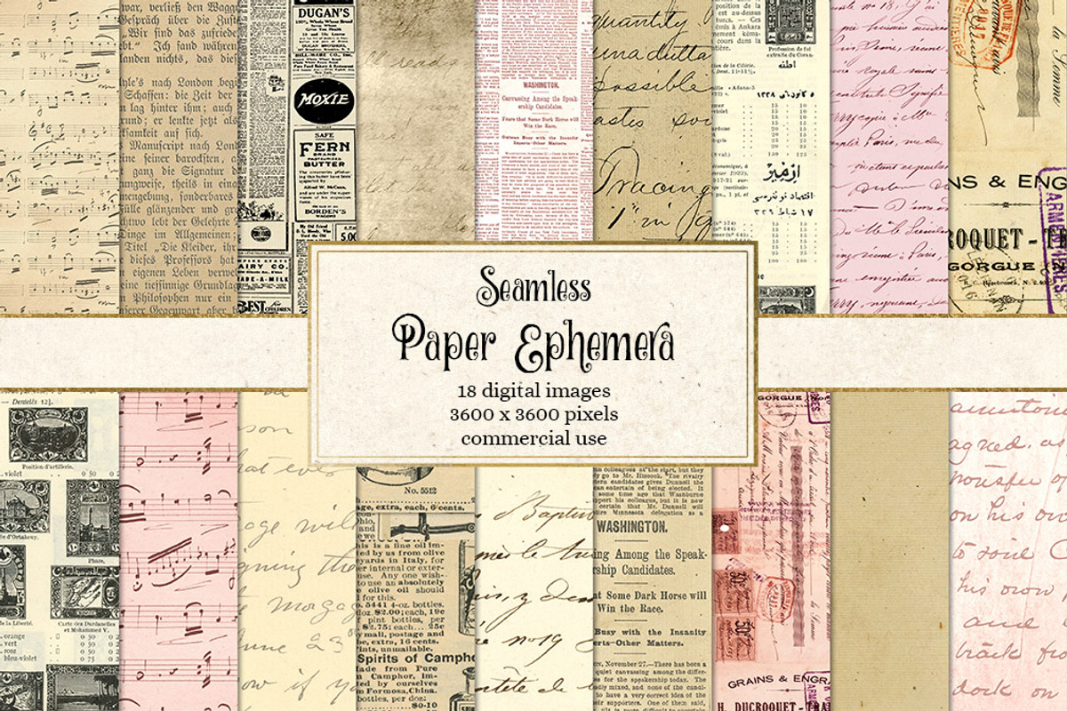 Paper Ephemera Seamless Textures, a Texture Graphic by Digital Curio