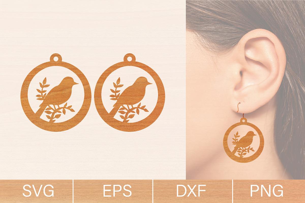 Bird Earrings Laser Cut SVG Bundle, an Object Graphic by jannatulpakhi (Photo 8 of 8)