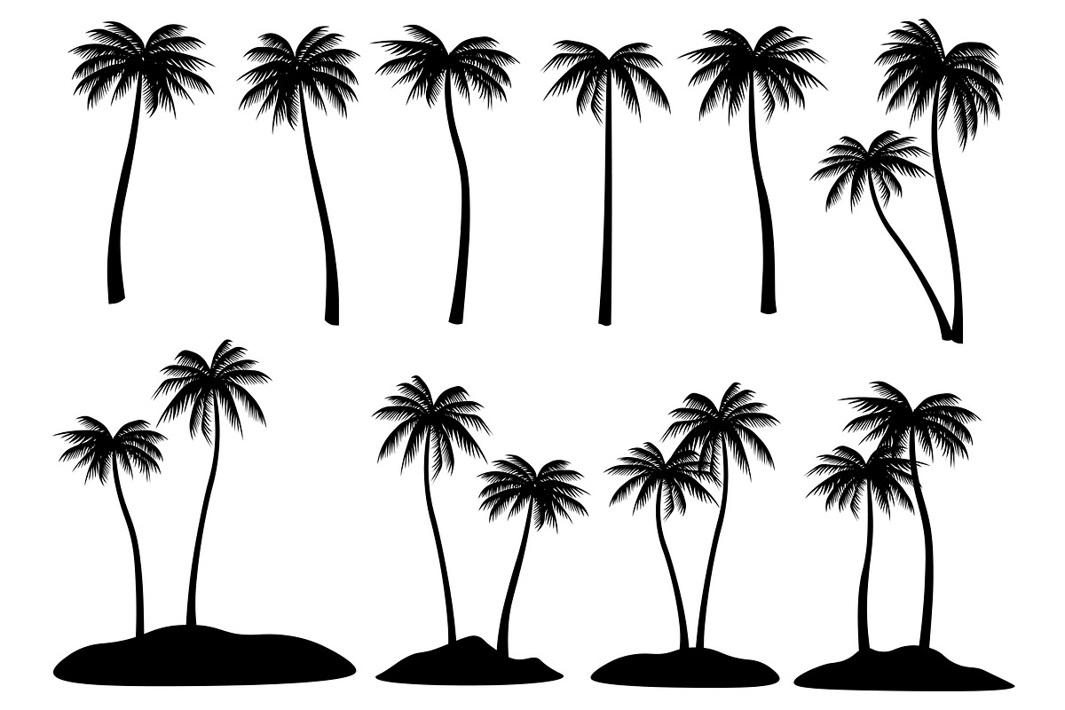 Palm trees silhouettes graphics SVG, an Illustration by IrinaShishkova (Photo 2 of 4)