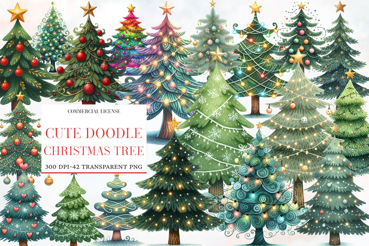 Cute Doodle Christmas Tree Sublimati, an Illustration by Designworld (Photo 1 of 5)