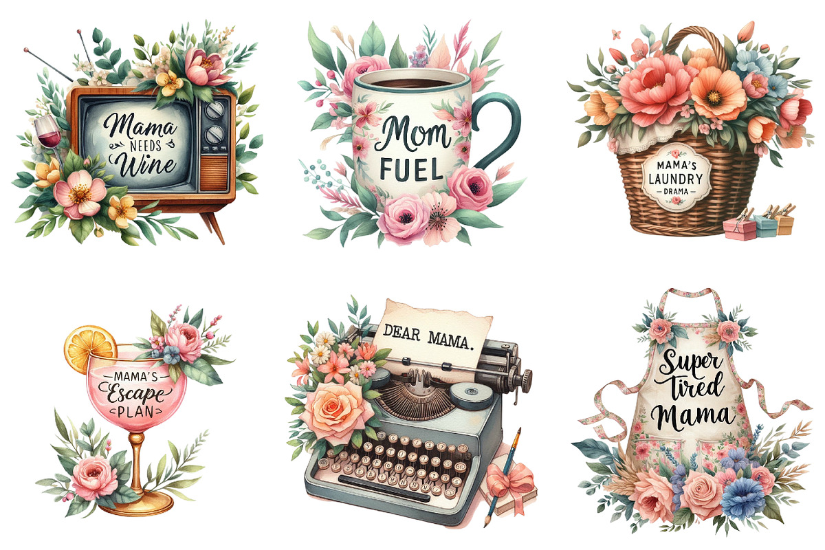Vintage Mothers Day Funny Mama, a Seasonal Illustration by DreamArtGraphic (Photo 2 of 4)