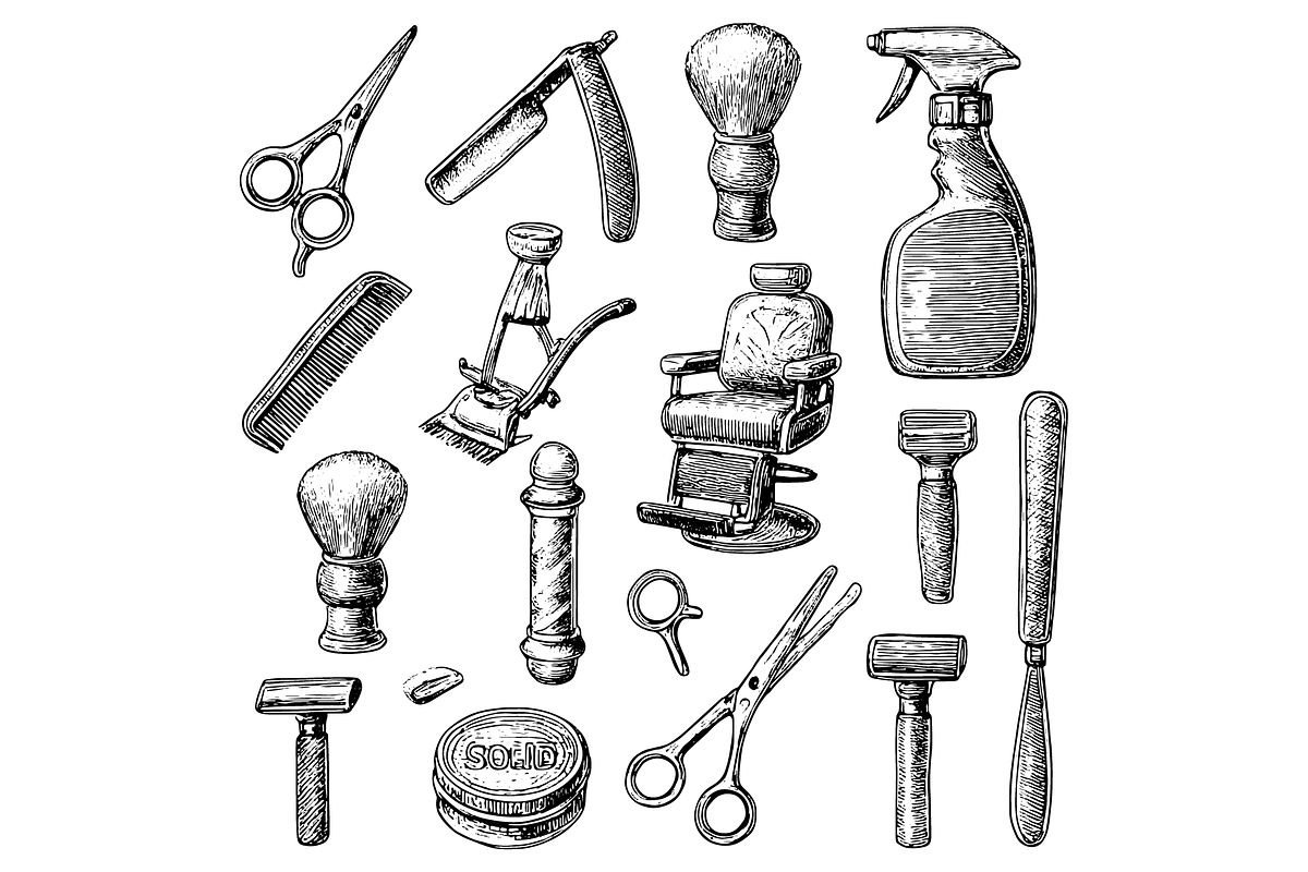 Barber Tools Collection, an Object Graphic by RT Studio