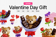 Valentine’s Day Gift 3D Icon Set, an Object 3D Model by Eklip Studio (Thumbnail 1 of 3)