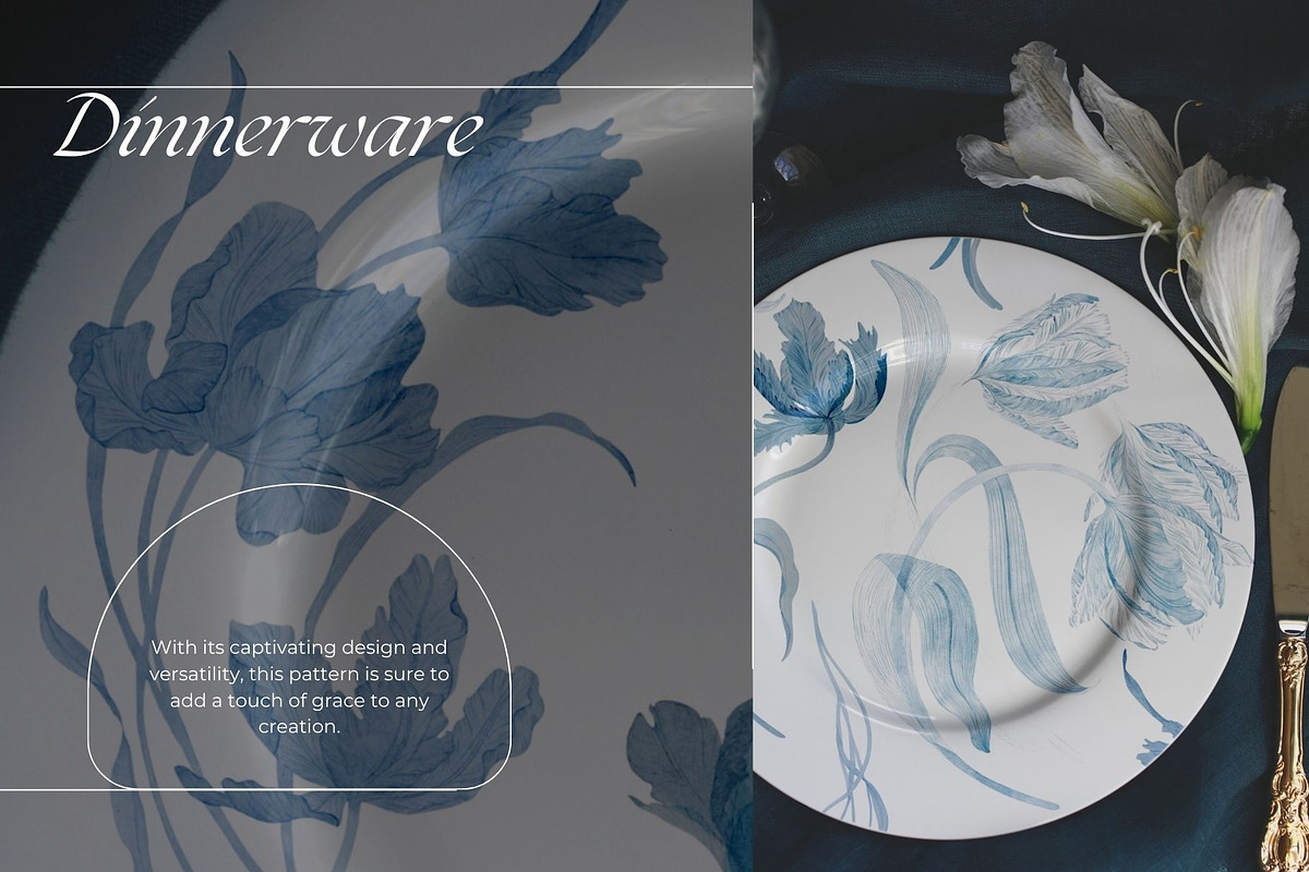 Watercolor Pattern Blue Tulips, a Pattern Graphic by MouseGrey (Photo 3 of 7)