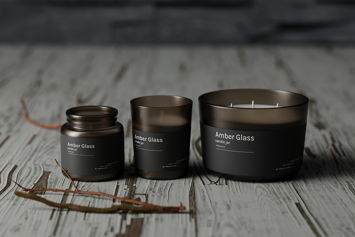 Amber Glass Candle Mockup Kit, a Merchandise Mockup by pmvch (Photo 22 of 27)
