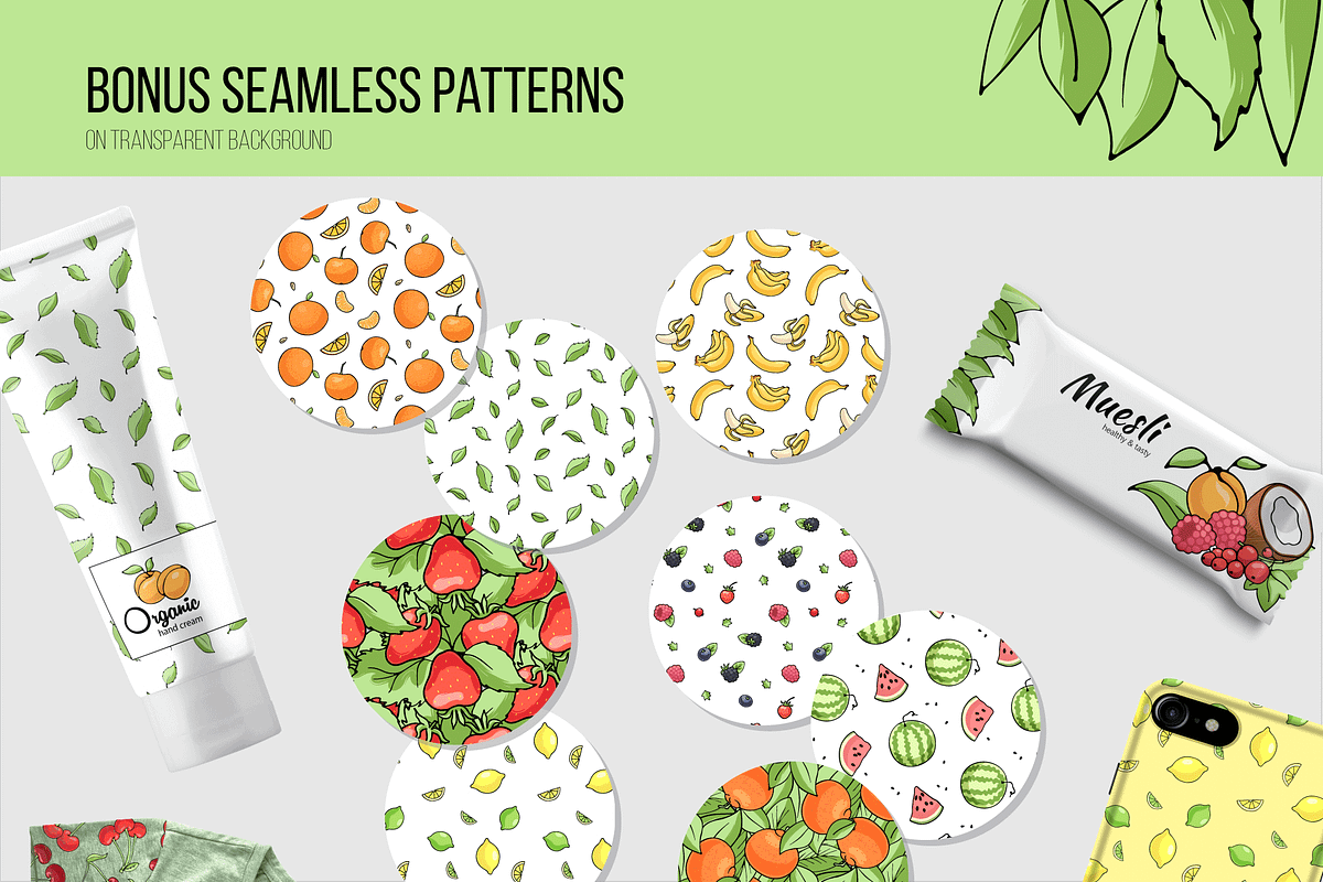 Fruit&berry clipart + label template, a Decorative Illustration by Pikovit (Photo 13 of 13)