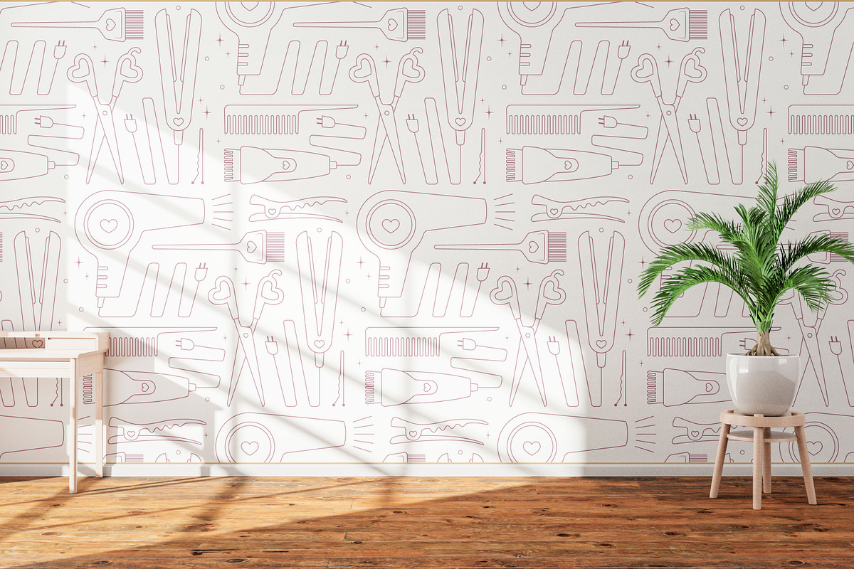 Cute Hair Stylist Line Pattern, a Decorative Illustration by Cris Palapa (Photo 3 of 3)