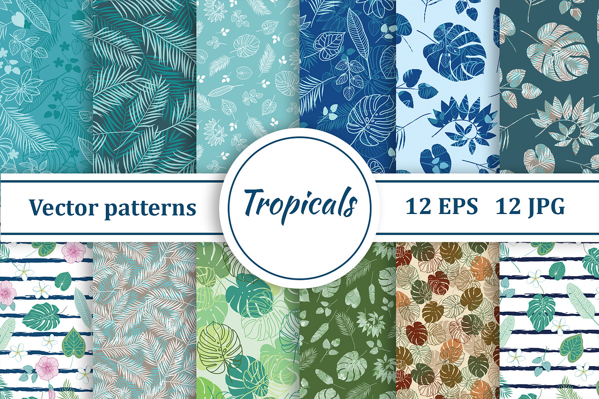 Tropical leaves patterns, a Pattern Graphic by IrStepShop (Photo 1 of 6)
