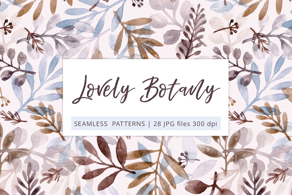 Watercolor leaves' seamless patterns, a Texture Illustration by alenaganzhela (Photo 1 of 6)