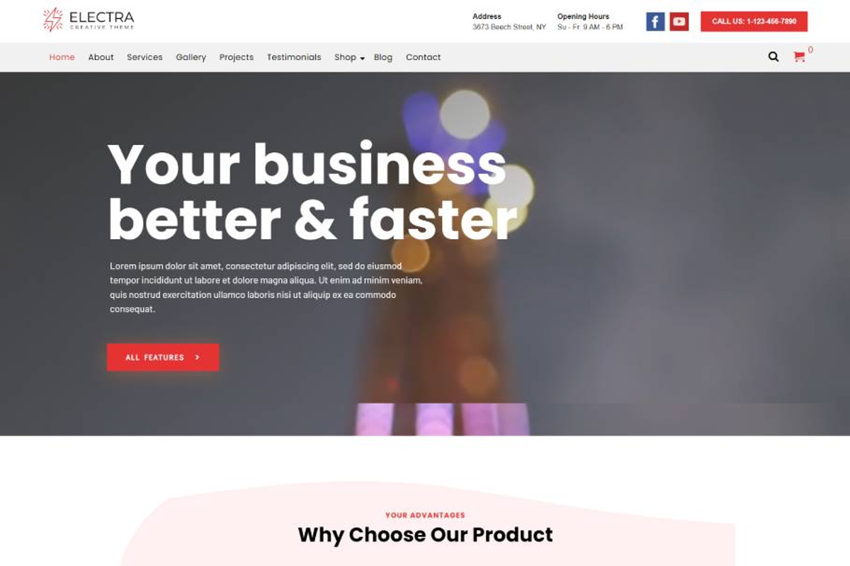 Modern & Creative WordPress theme - Electra