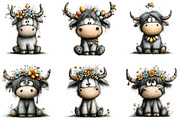 Whimsical Easter Highland Cow Clipar, an Illustration by CraftArtStudio (Thumbnail 3 of 6)