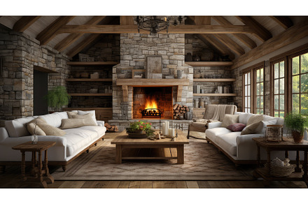 country farm house living room ai, an Animal Photo by pikepicture