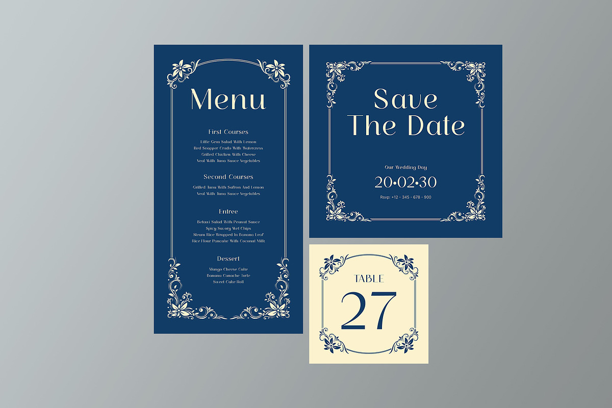 Blue Modern Minimal Wedding Suite, a Card Template by Neermana (Photo 4 of 4)