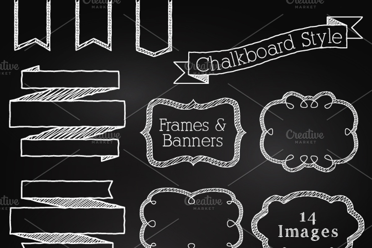 Chalkboard Elements Clipart & Vector, an Illustration by PinkPueblo