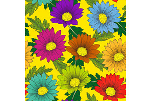 Colorful Daisy Seamless Pattern