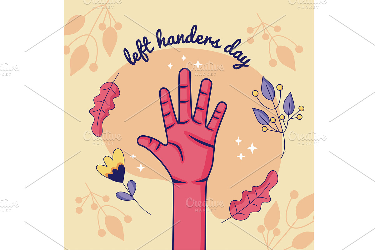 left handers day postcard, an Illustration by studiogstock