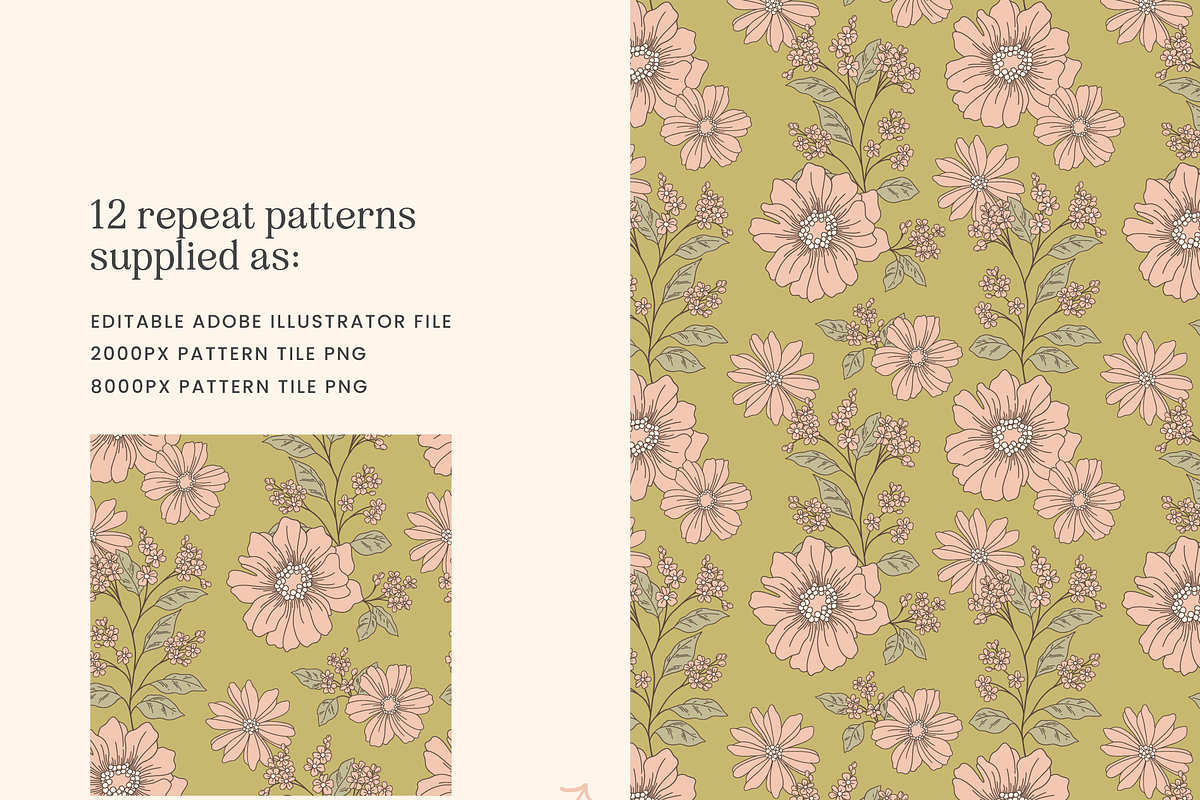 Summer Floral Patterns and Vectors, a Decorative Illustration by Emma Webb Studio (Photo 9 of 14)