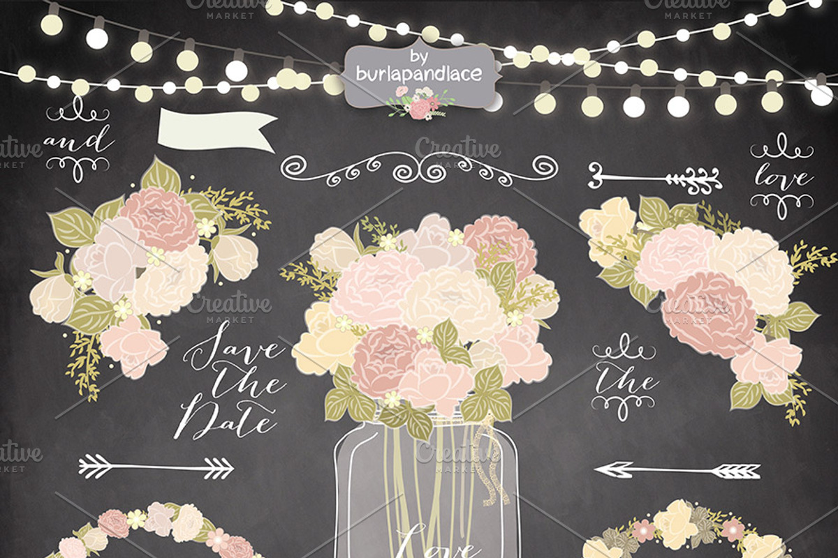 Vector chalk/rustic flower clipart, an Illustration by burlapandlace (Photo 1 of 3)