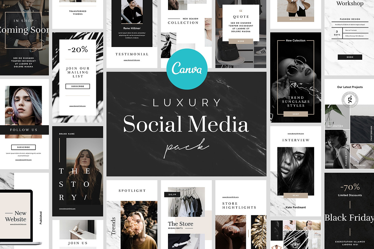 Luxury Canva Social Media Pack, a Social Media Template by Goashape Studio (Photo 1 of 8)