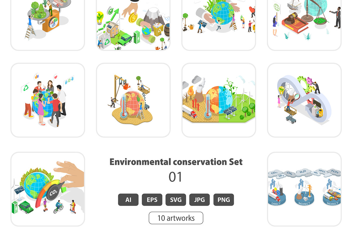 Environmental conservation Set 01, a Person Illustration by AndriiStore (Photo 1 of 11)