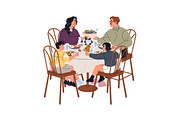People eating at festive table set, a Person Illustration by PaperTrident (Thumbnail 8 of 13)