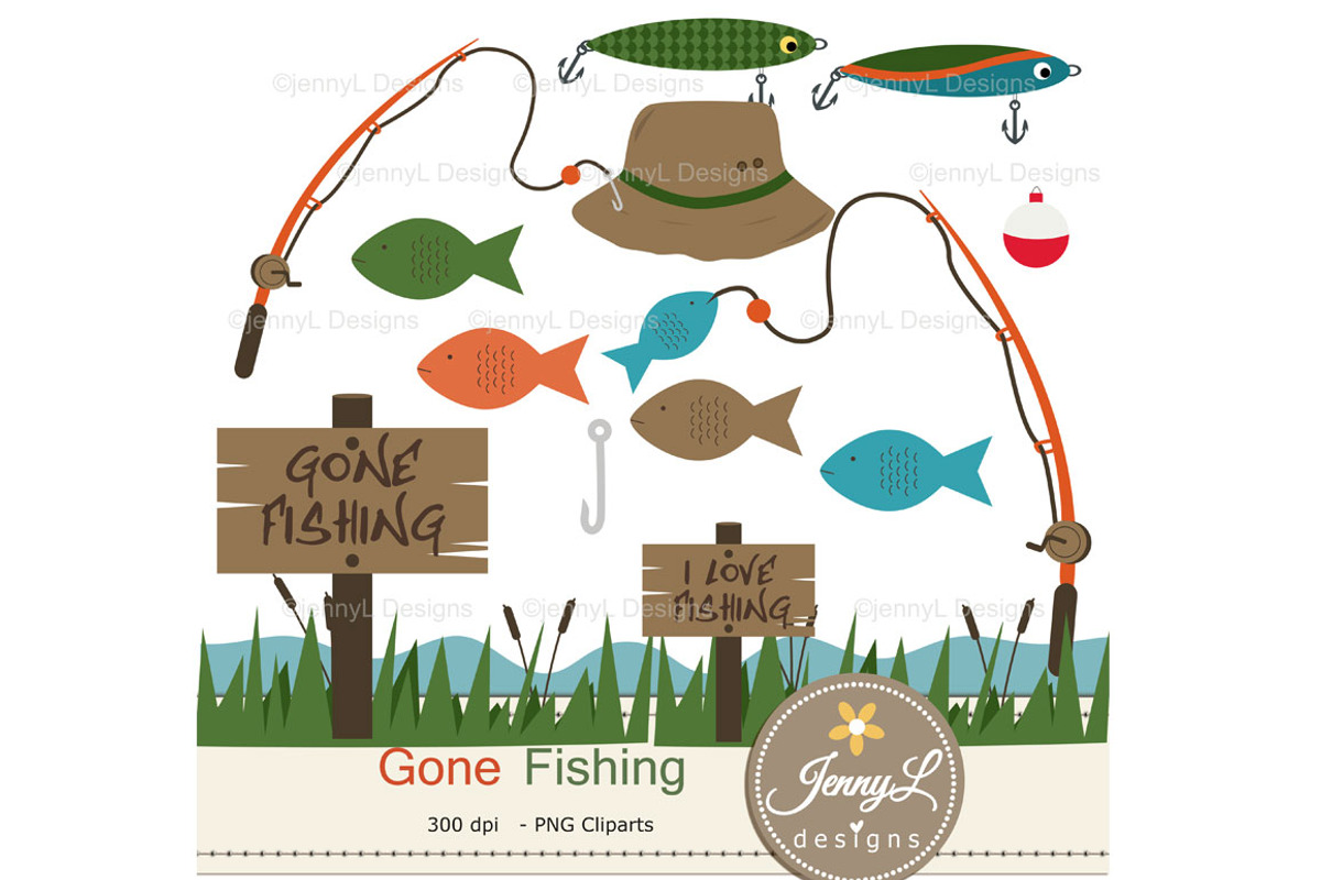 Fishing Digital papers & clipart, a Pattern Graphic by JennyL Designs (Photo 2 of 5)
