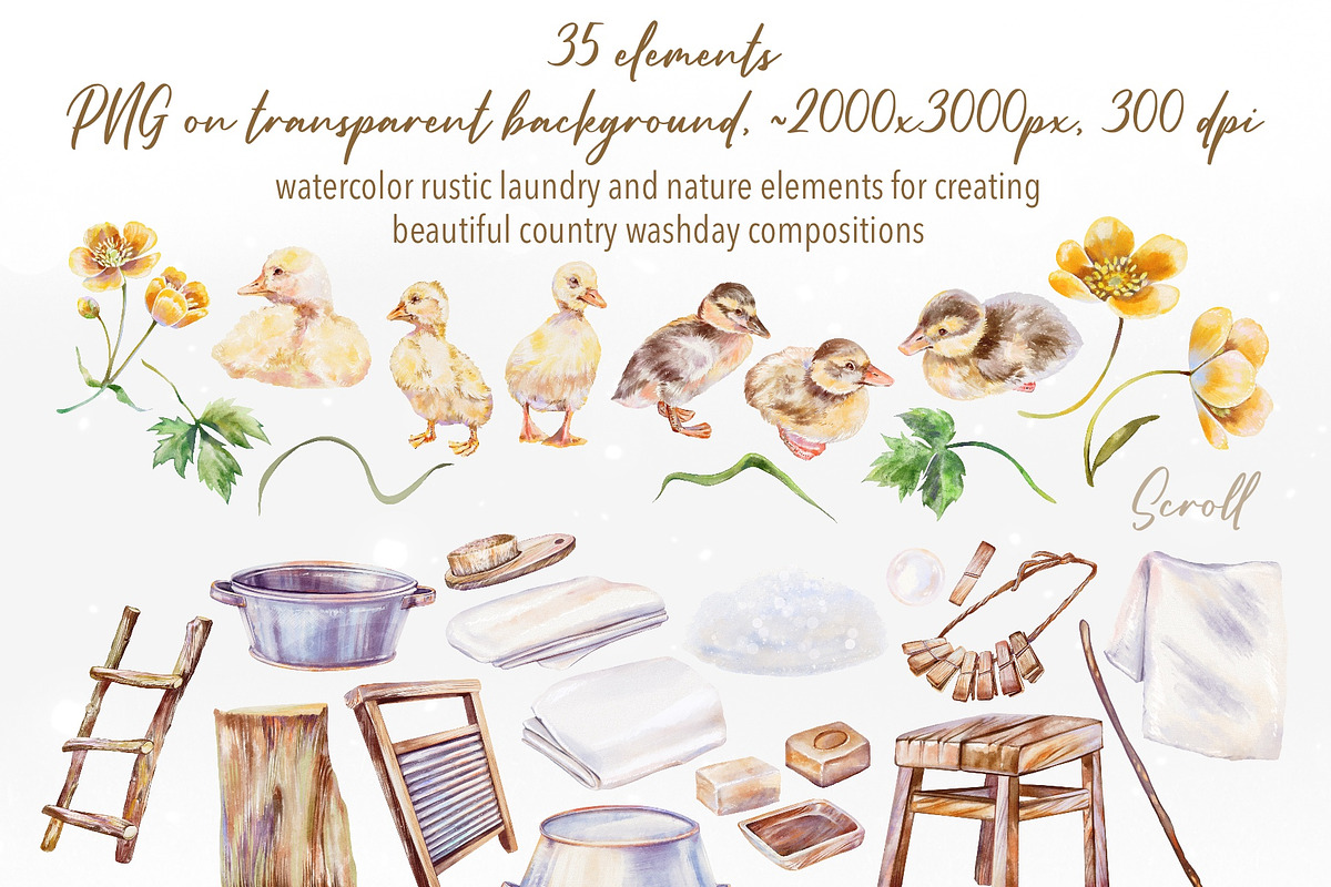 Spring Rustic Laundry Aesthetic, an Object Illustration by Shabbypie (Photo 2 of 5)