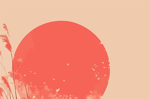 Crimson Sun in Japanese Landscape, a Decorative Illustration by 3D assets for your awesom