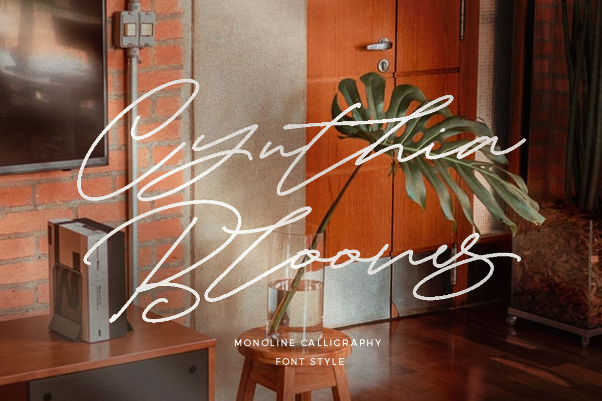 Cynthia Blooms - Ligature Font, a Script Font by Dirtyline Studio (Photo 11 of 11)