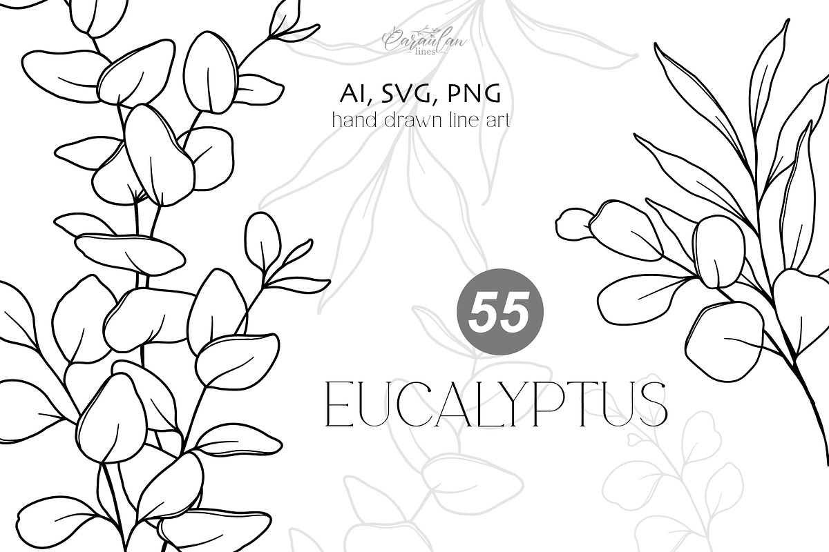Eucalyptus Greenery Line Art, an Object Graphic by CaraulanStore (Photo 1 of 7)